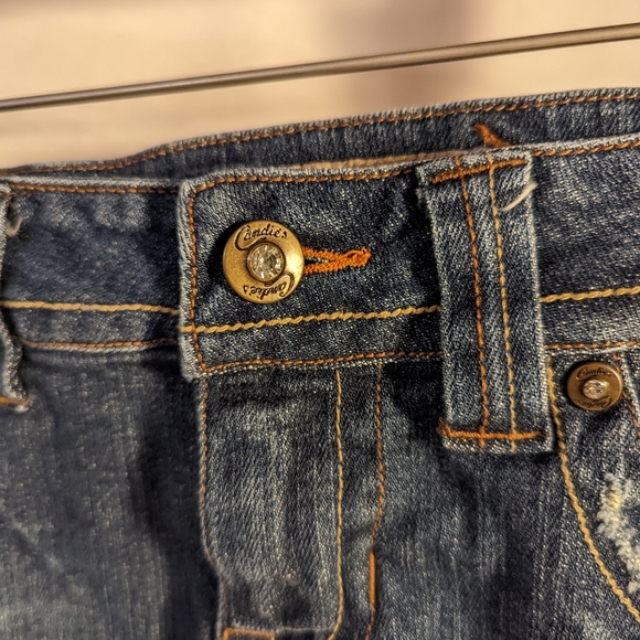 Candies Y2K Jean Skirt Embroidered Floral And Riveting. Size 5. - Picture 4 of 8